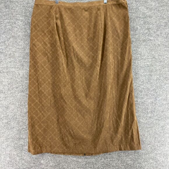Country Wear Casuals Skirt Women 3X Plus Brown Geometric A-Line Midi Mid Rise - Picture 4 of 8